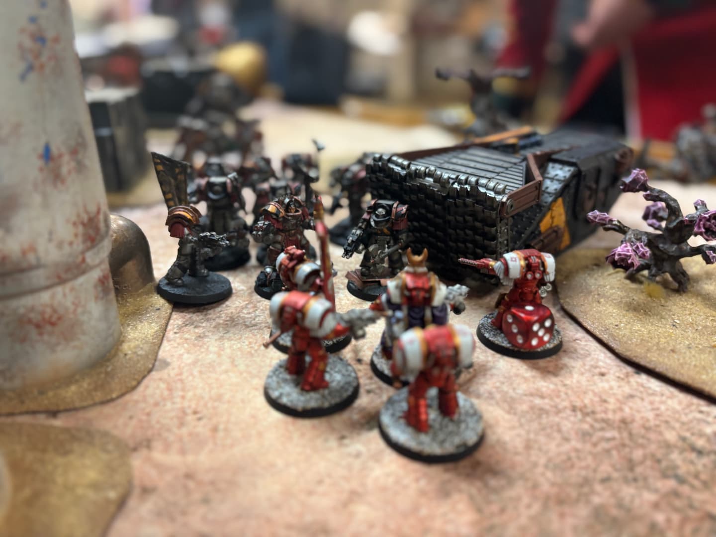 A Caestus Assault Ram runs into some Thousand Sons Terminators